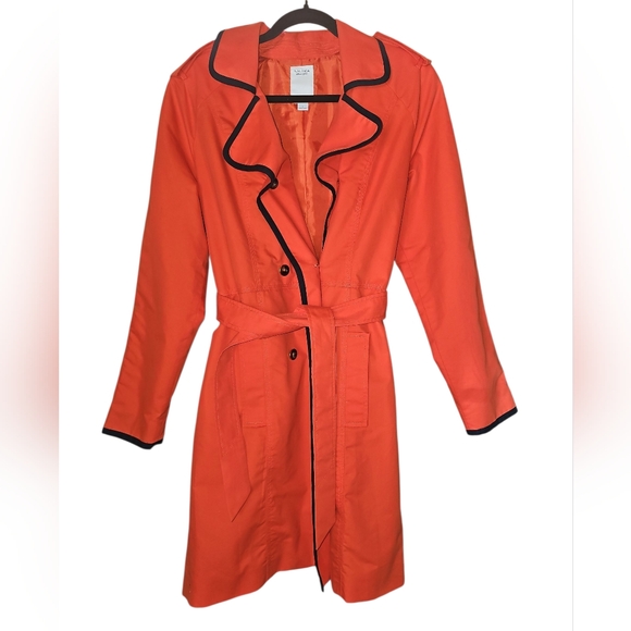 Nautica Women's Orange Trench Coat with Gold Accent Sz L - Picture 1 of 5